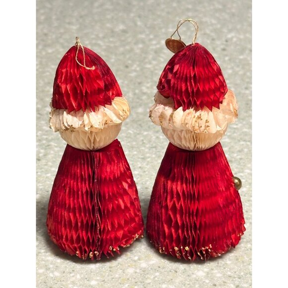 Vtg Honeycomb Santa Snowman 4 Ornaments Flame Proof Festive Holiday Decorations - Picture 7 of 13